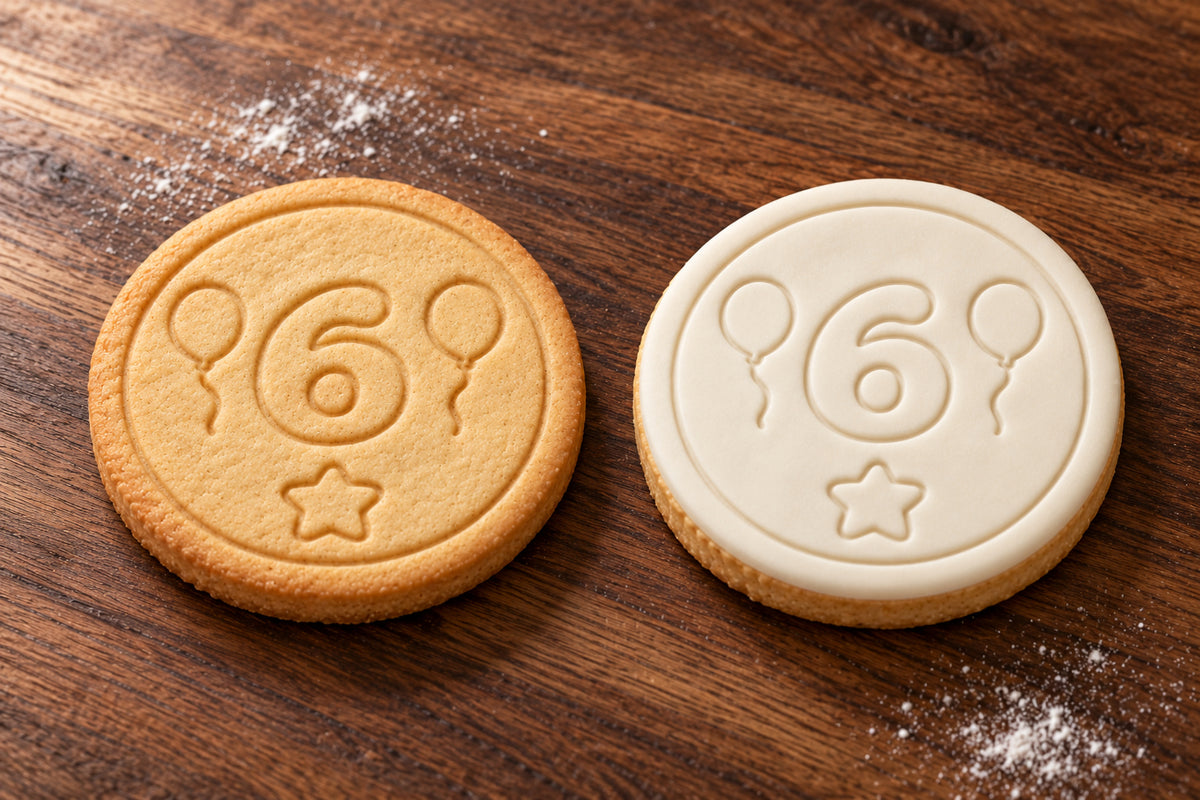Number 6 plain and white fondant cookie examples