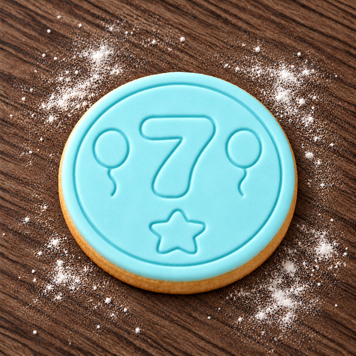 Number 7 decorated fondant cookie