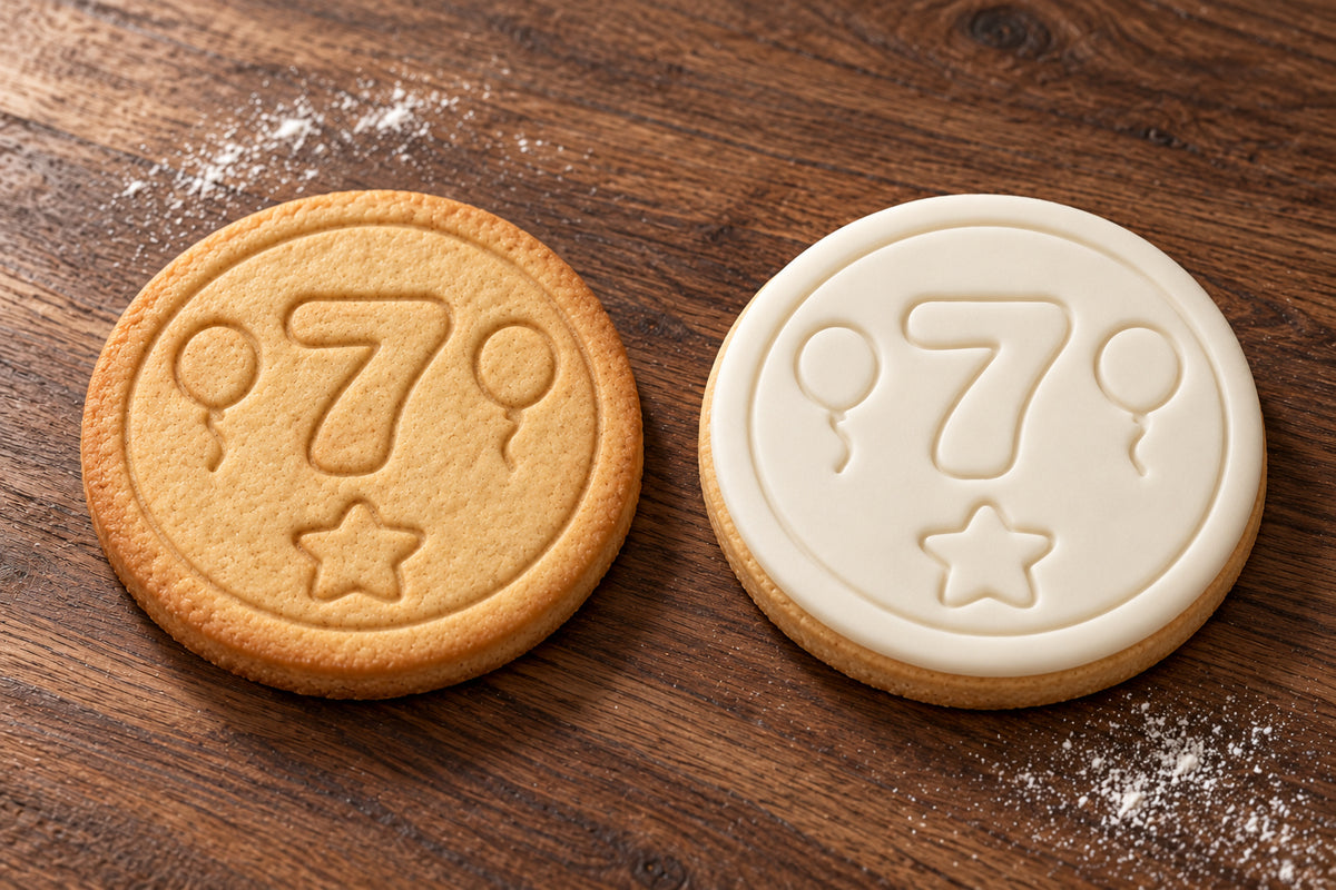Number 7 plain and white fondant cookie examples