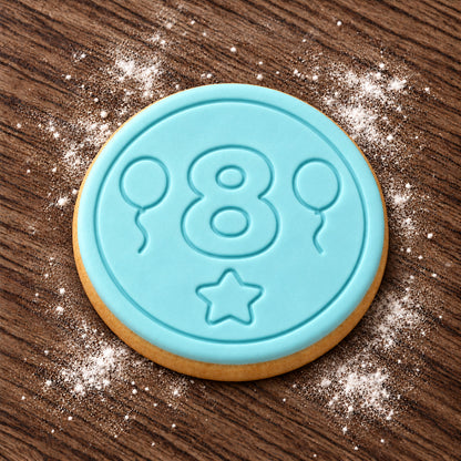 Number 8 decorated fondant cookie
