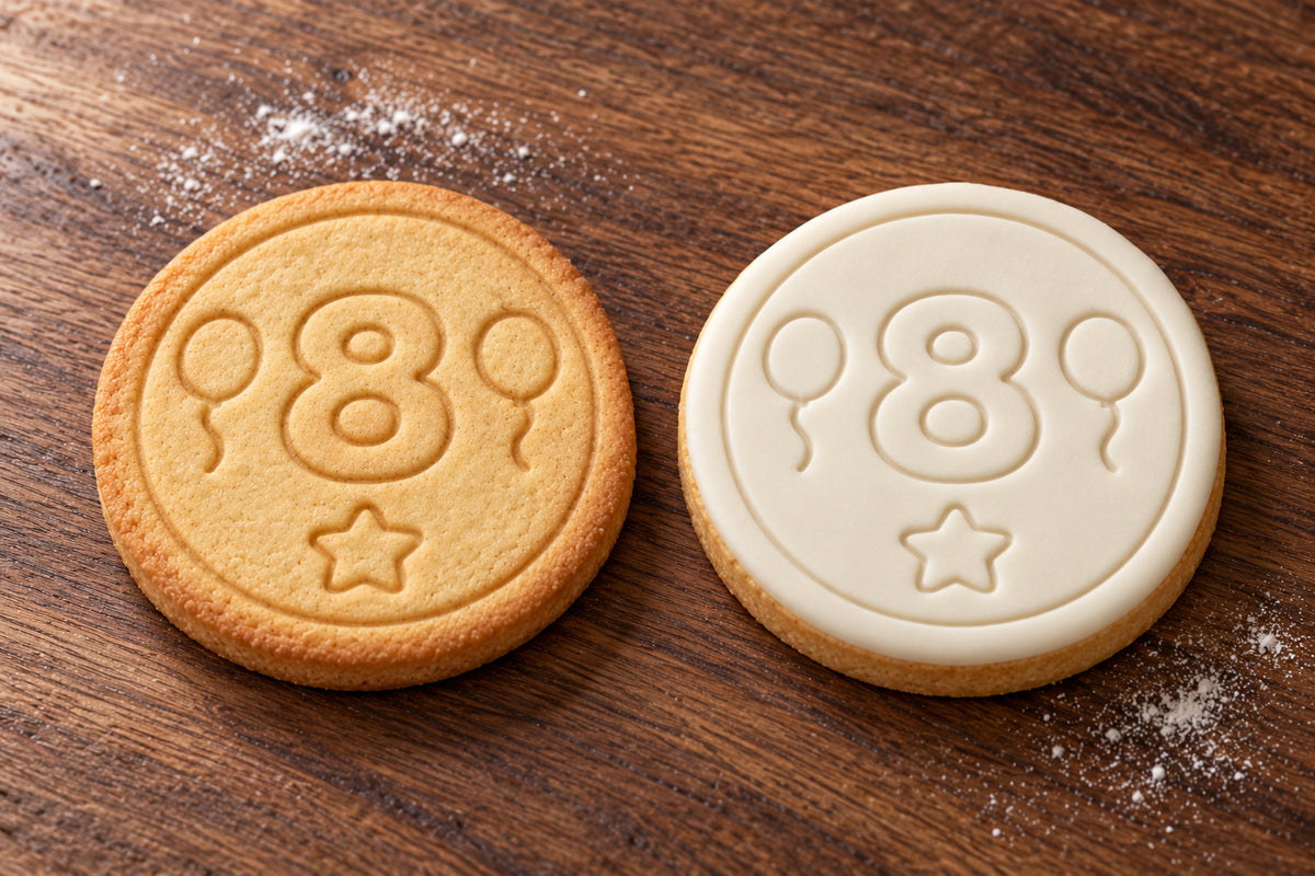 Number 8 plain and white fondant cookie examples