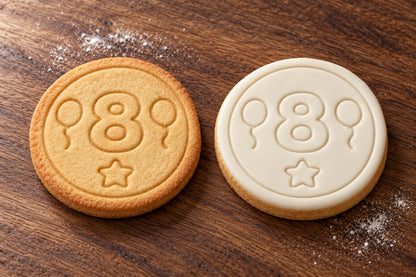 Number 8 plain and white fondant cookie examples
