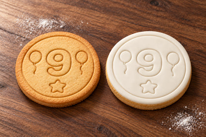 Number 9 plain and white fondant cookie examples