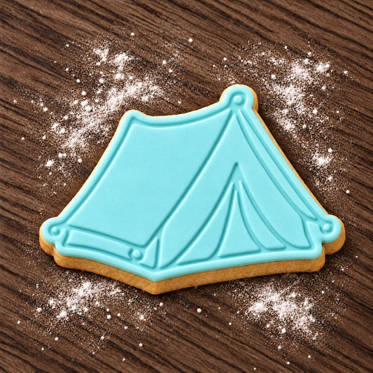 Tent decorated fondant cookie