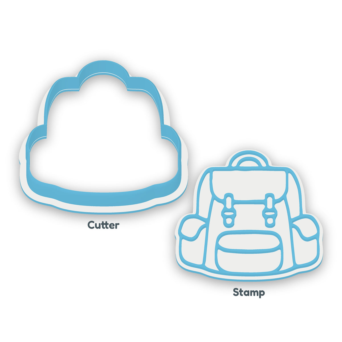 Backpack separate cookie cutter and matching embosser