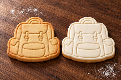Backpack plain and white fondant cookie examples