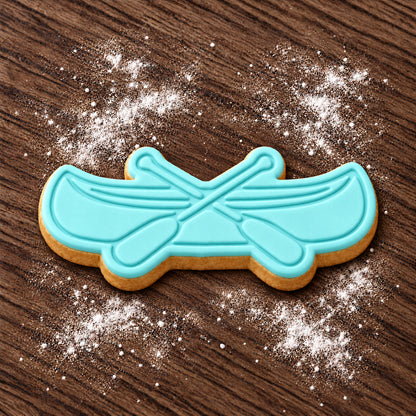 Canoe decorated fondant cookie
