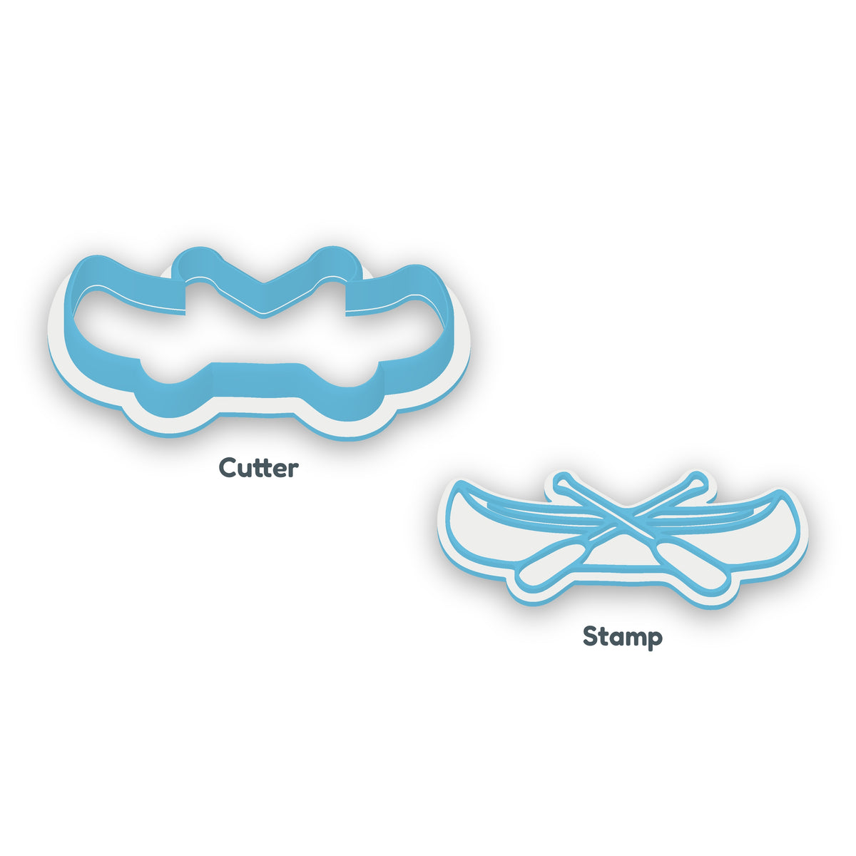 Canoe separate cookie cutter and matching embosser