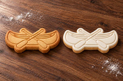 Canoe plain and white fondant cookie examples