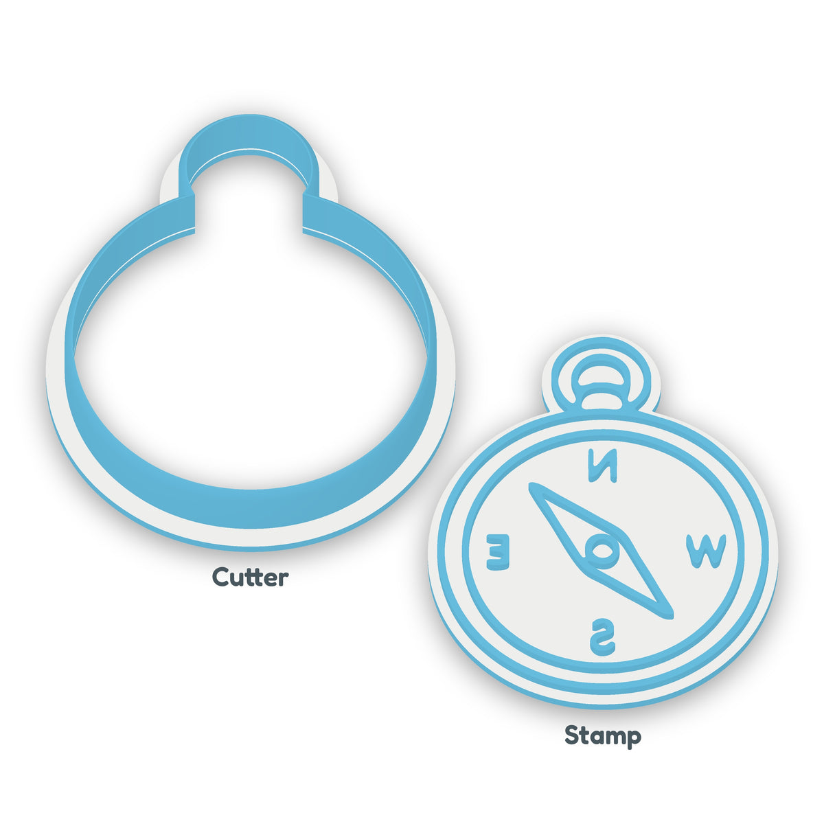 Compass separate cookie cutter and matching embosser