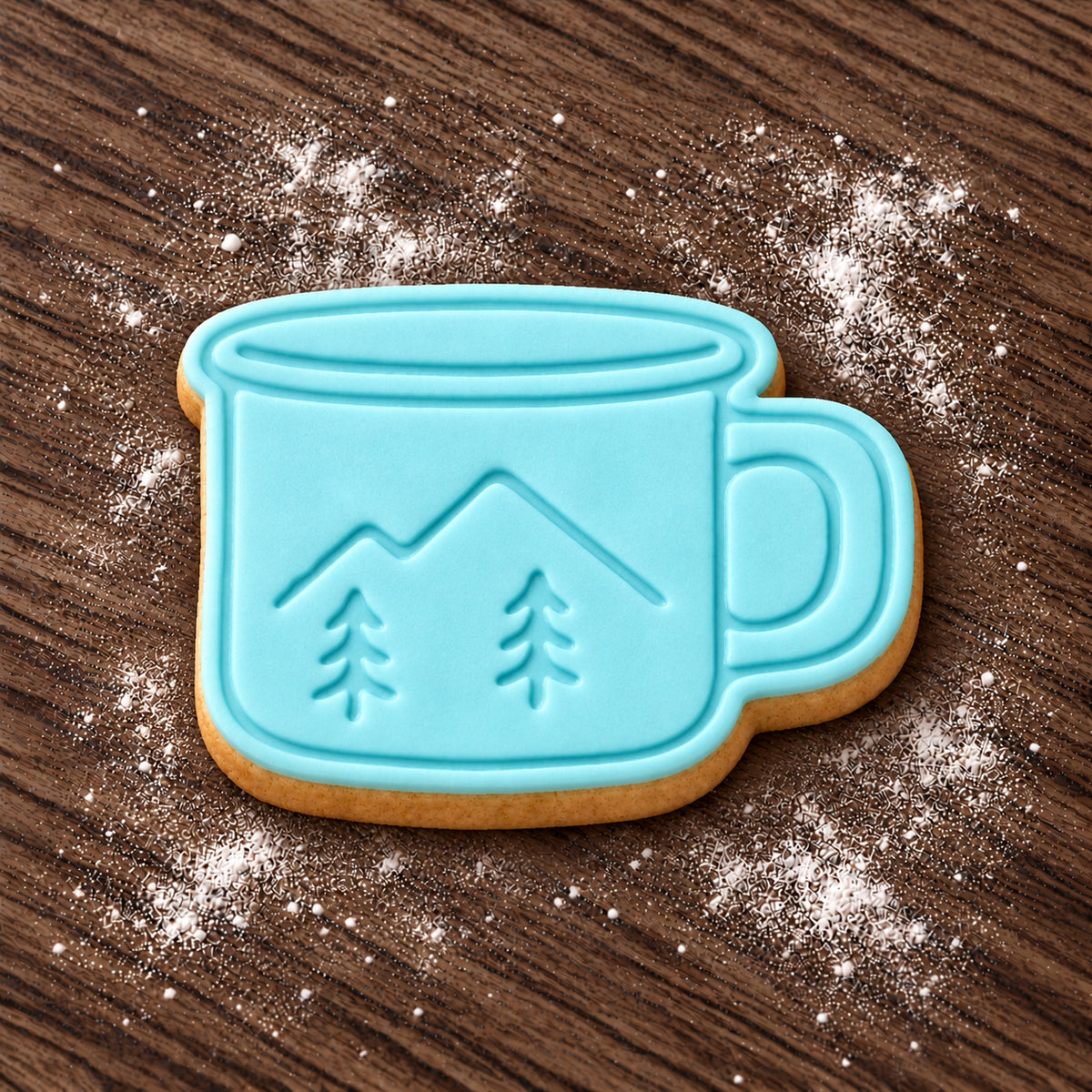 Enamel Mug decorated fondant cookie