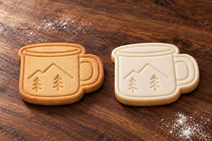 Enamel Mug plain and white fondant cookie examples