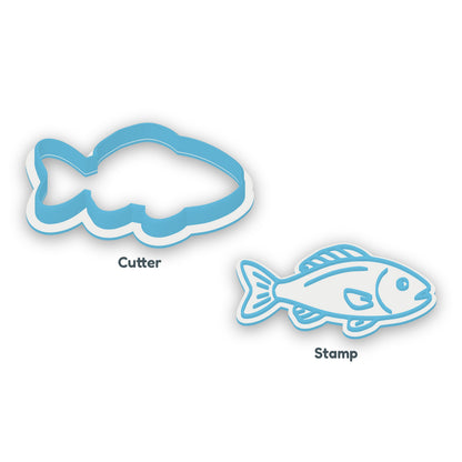 Fish separate cookie cutter and matching embosser