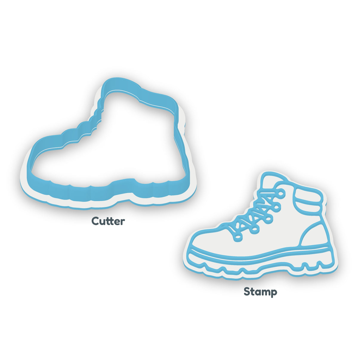 Hiking Boot separate cookie cutter and matching embosser