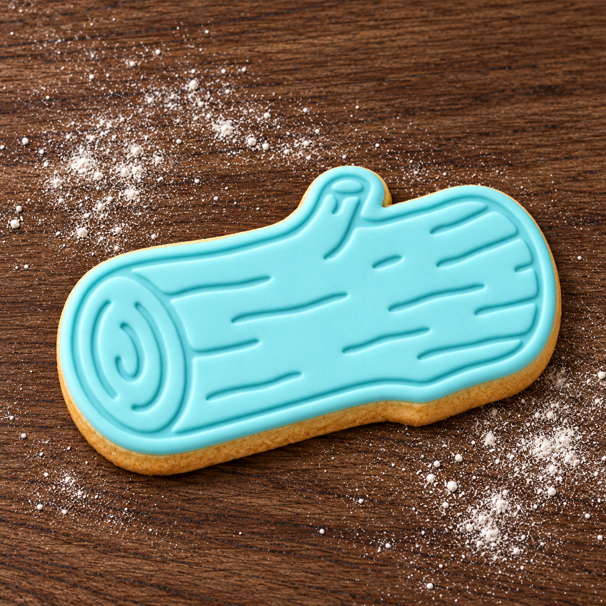 Log decorated fondant cookie