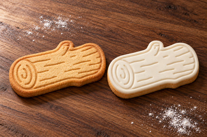 Log plain and white fondant cookie examples