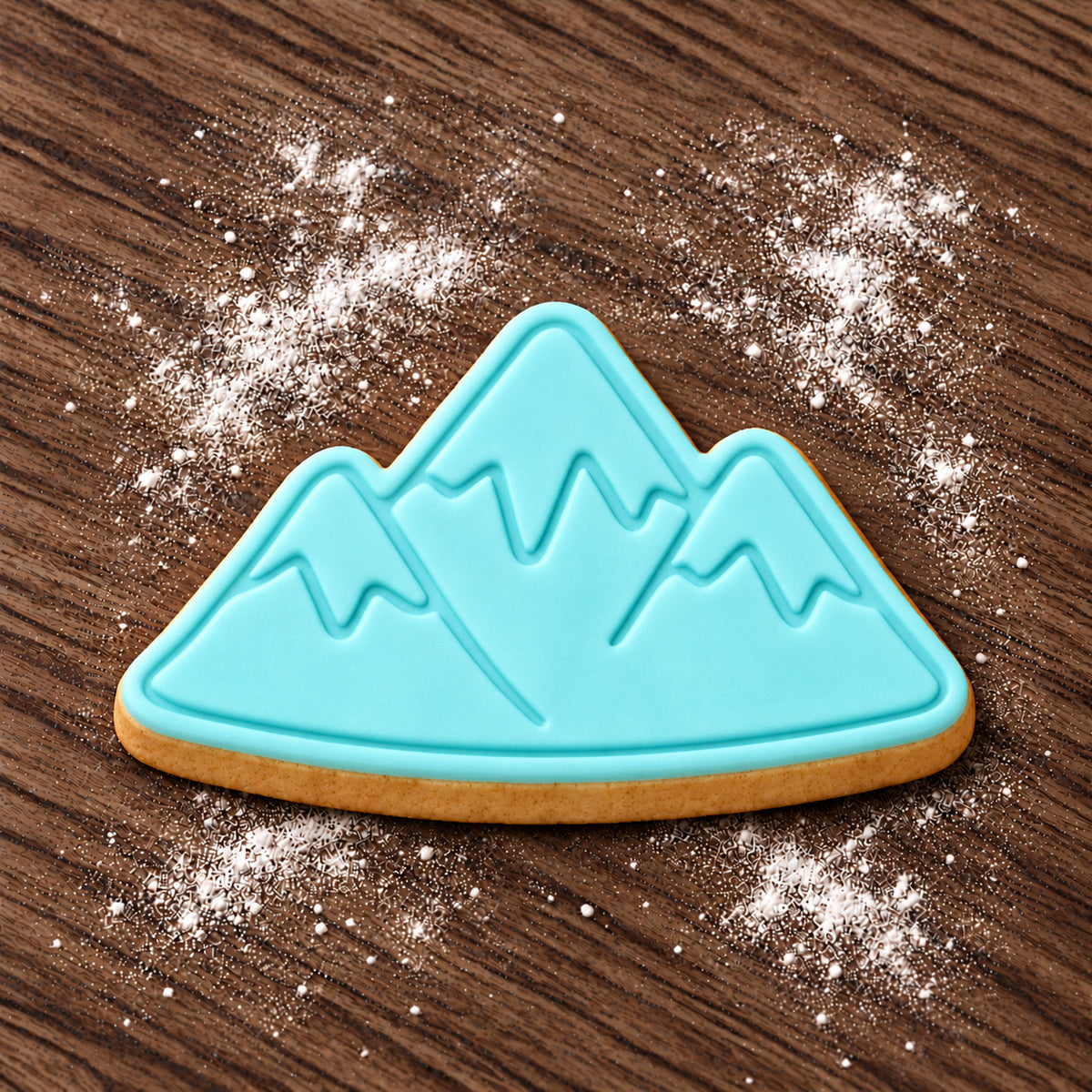 Mountain decorated fondant cookie