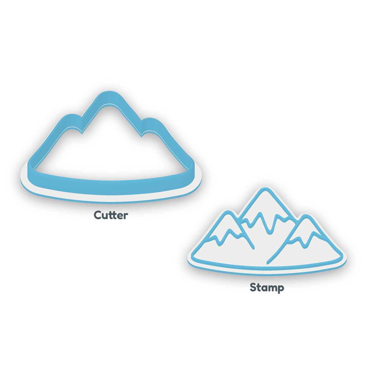 Mountain separate cookie cutter and matching embosser