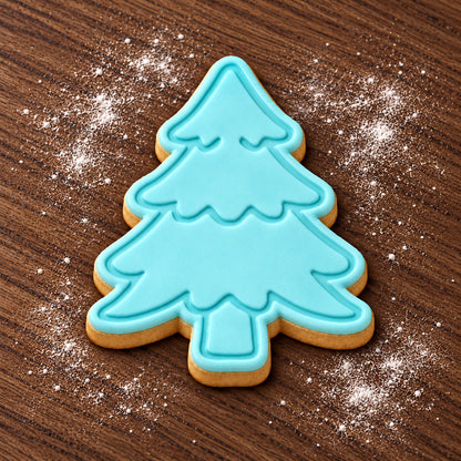 Pine Tree decorated fondant cookie