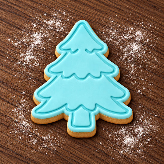 Pine Tree decorated fondant cookie