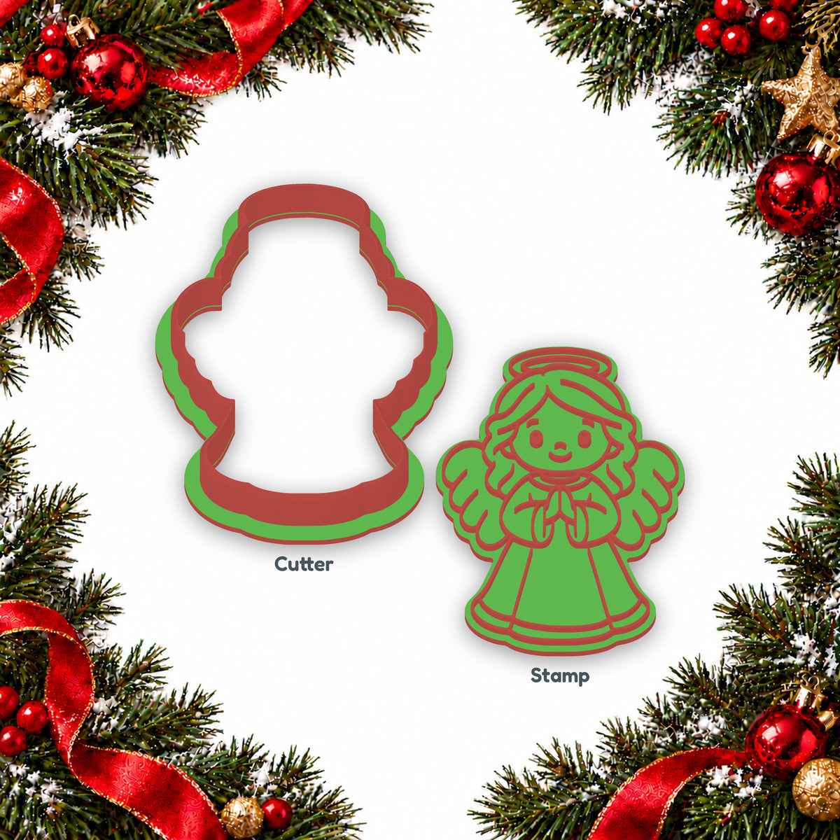 Angel separate cookie cutter and matching embosser