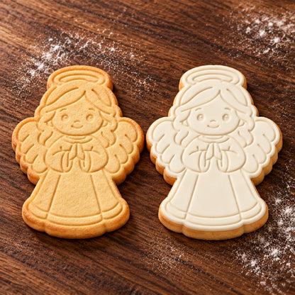 Angel plain and white fondant cookie examples