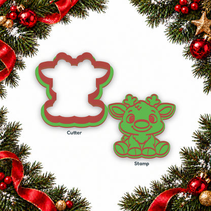 Baby Reindeer separate cookie cutter and matching embosser