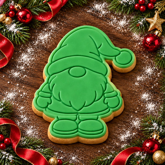 Christmas Gnome decorated fondant cookie