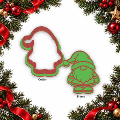 Christmas Gnome separate cookie cutter and matching embosser