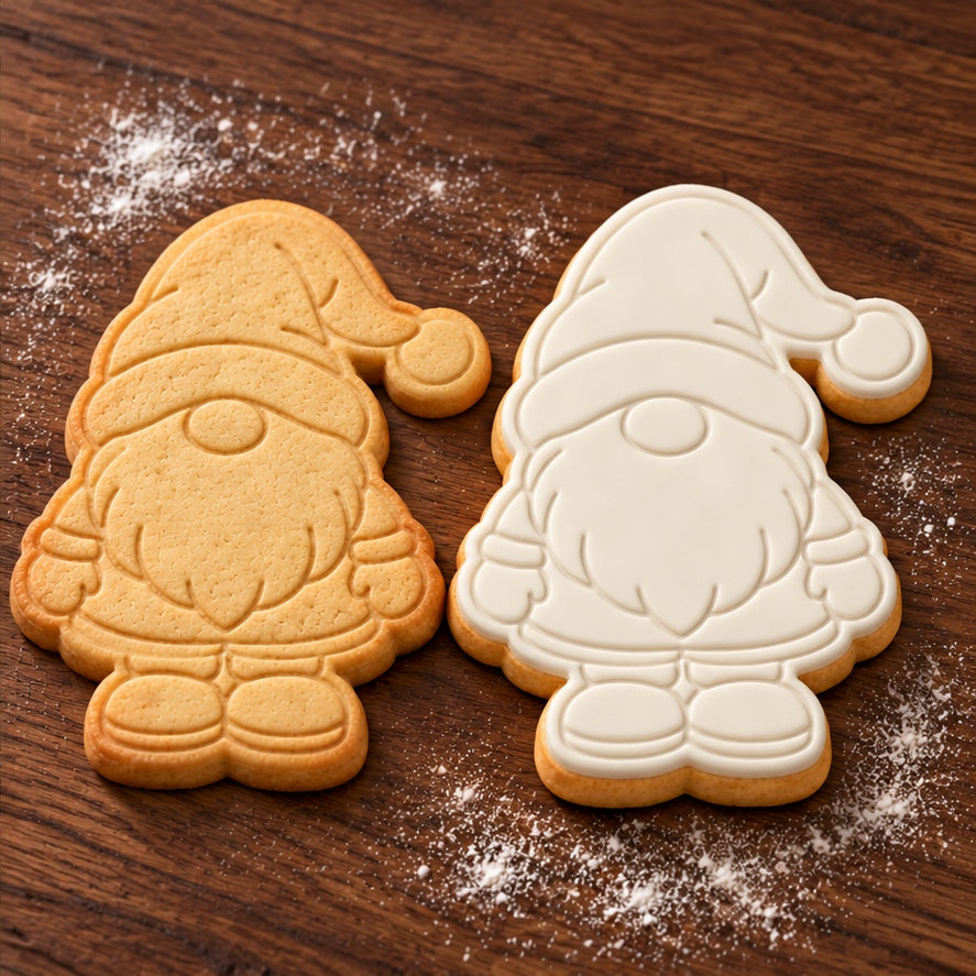 Christmas Gnome plain and white fondant cookie examples