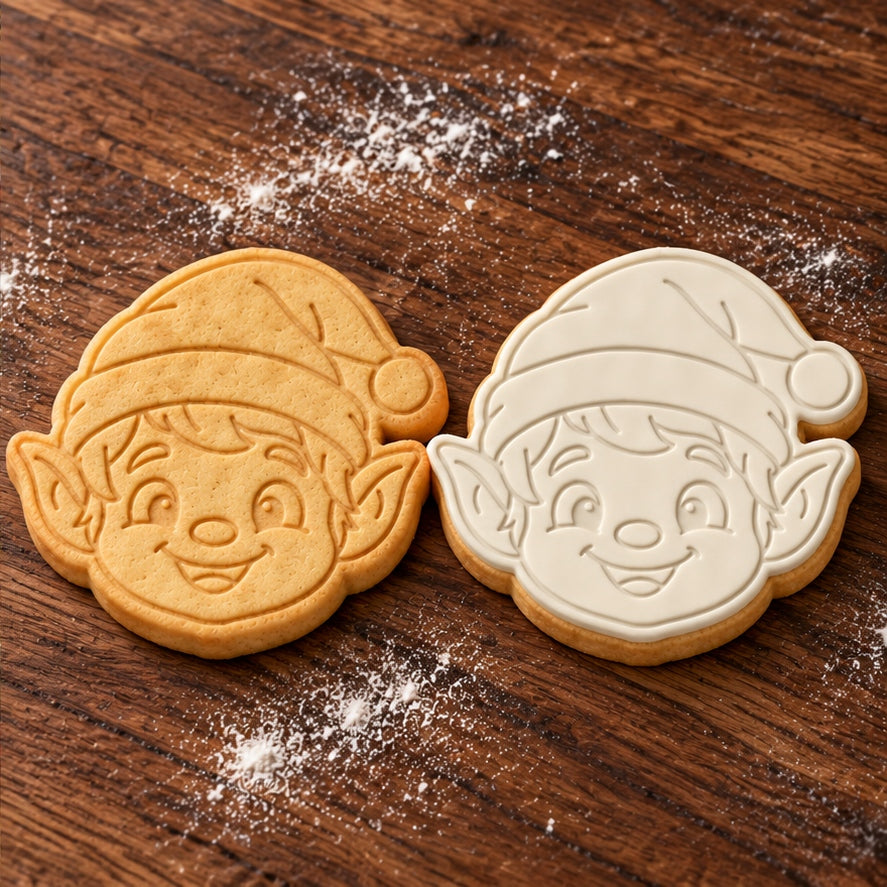 Elf Face plain and white fondant cookie examples