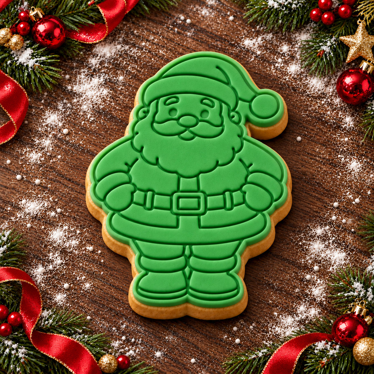 Full Body Santa decorated fondant cookie