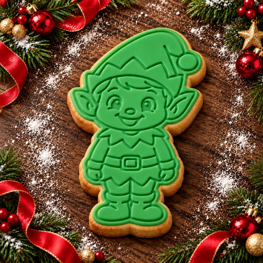 Full Body Elf decorated fondant cookie