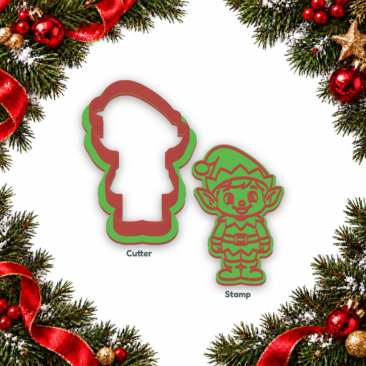 Full Body Elf separate cookie cutter and matching embosser