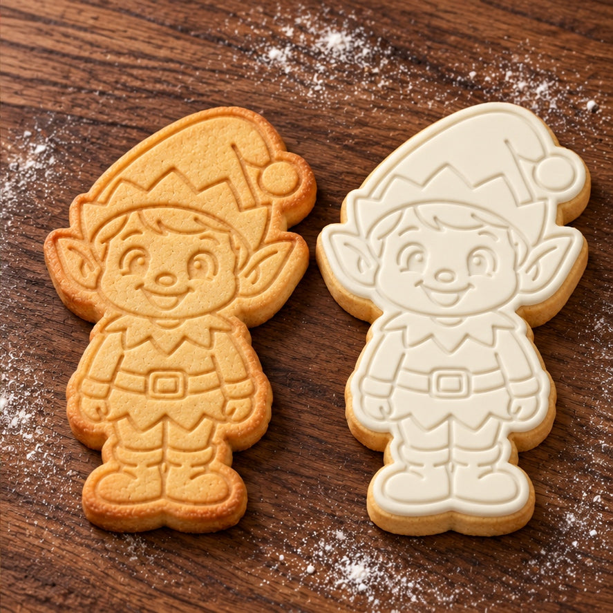 Full Body Elf plain and white fondant cookie examples