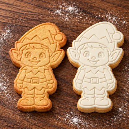 Full Body Elf plain and white fondant cookie examples