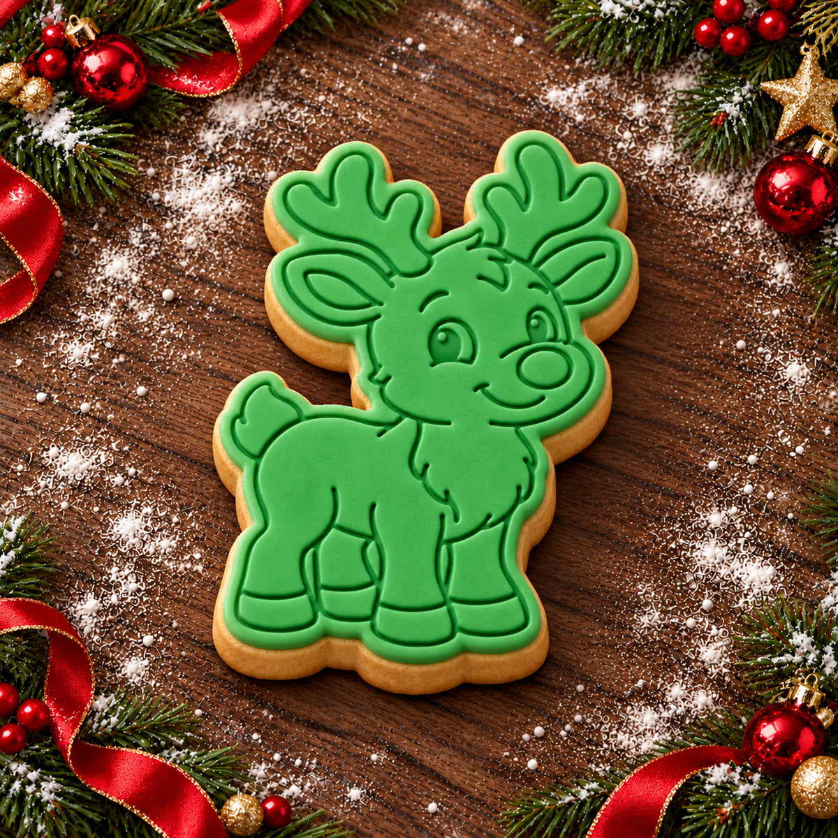 Full Body Reindeer decorated fondant cookie