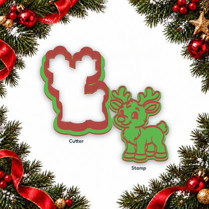 Full Body Reindeer separate cookie cutter and matching embosser
