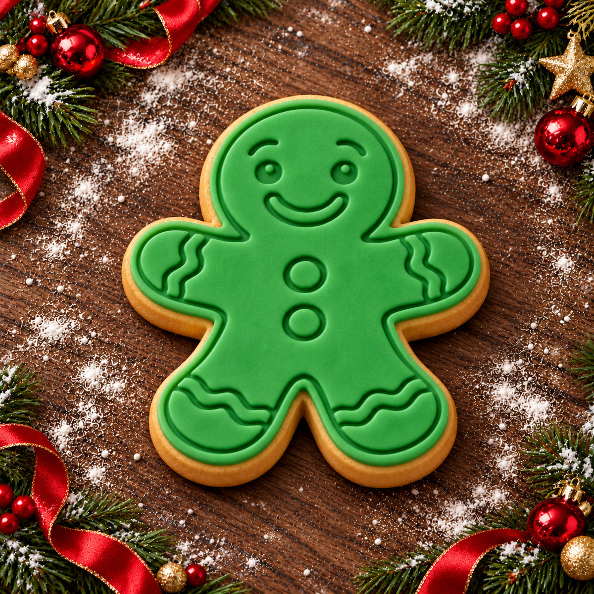 Gingerbread Man decorated fondant cookie