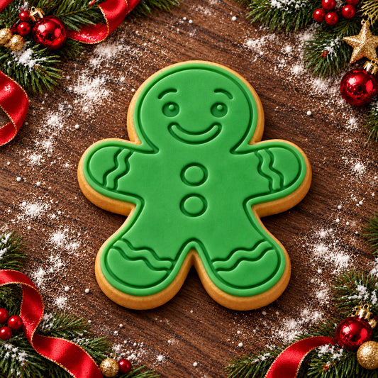 Gingerbread Man decorated fondant cookie