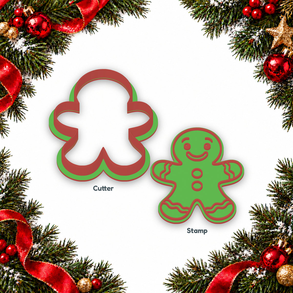 Gingerbread Man separate cookie cutter and matching embosser