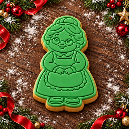 Mrs Claus decorated fondant cookie