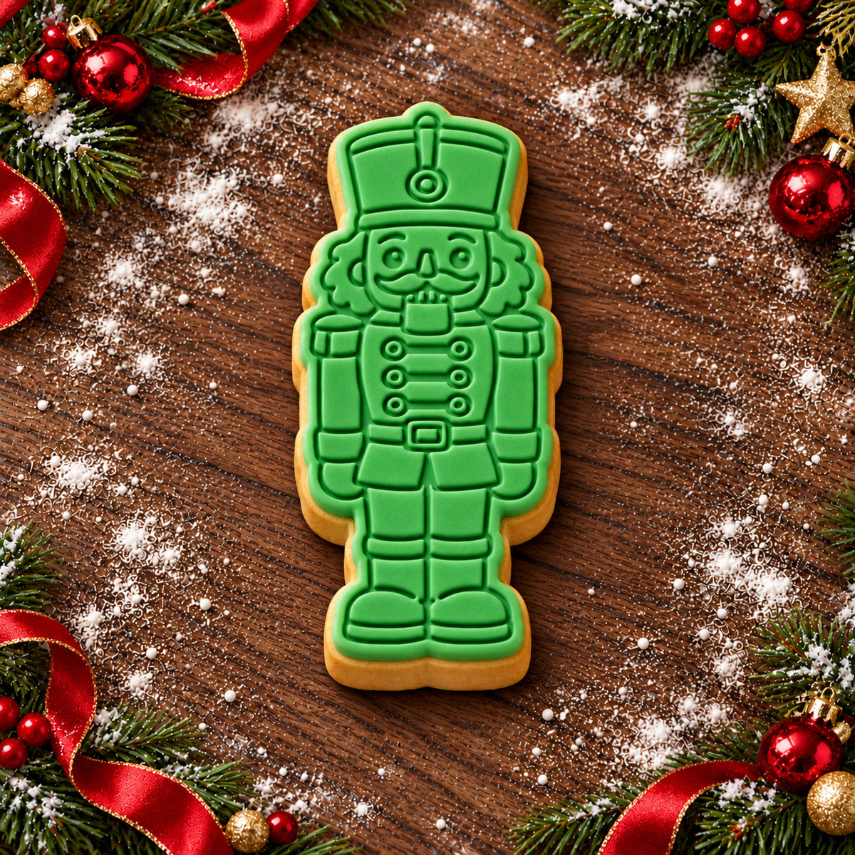 Nutcracker decorated fondant cookie