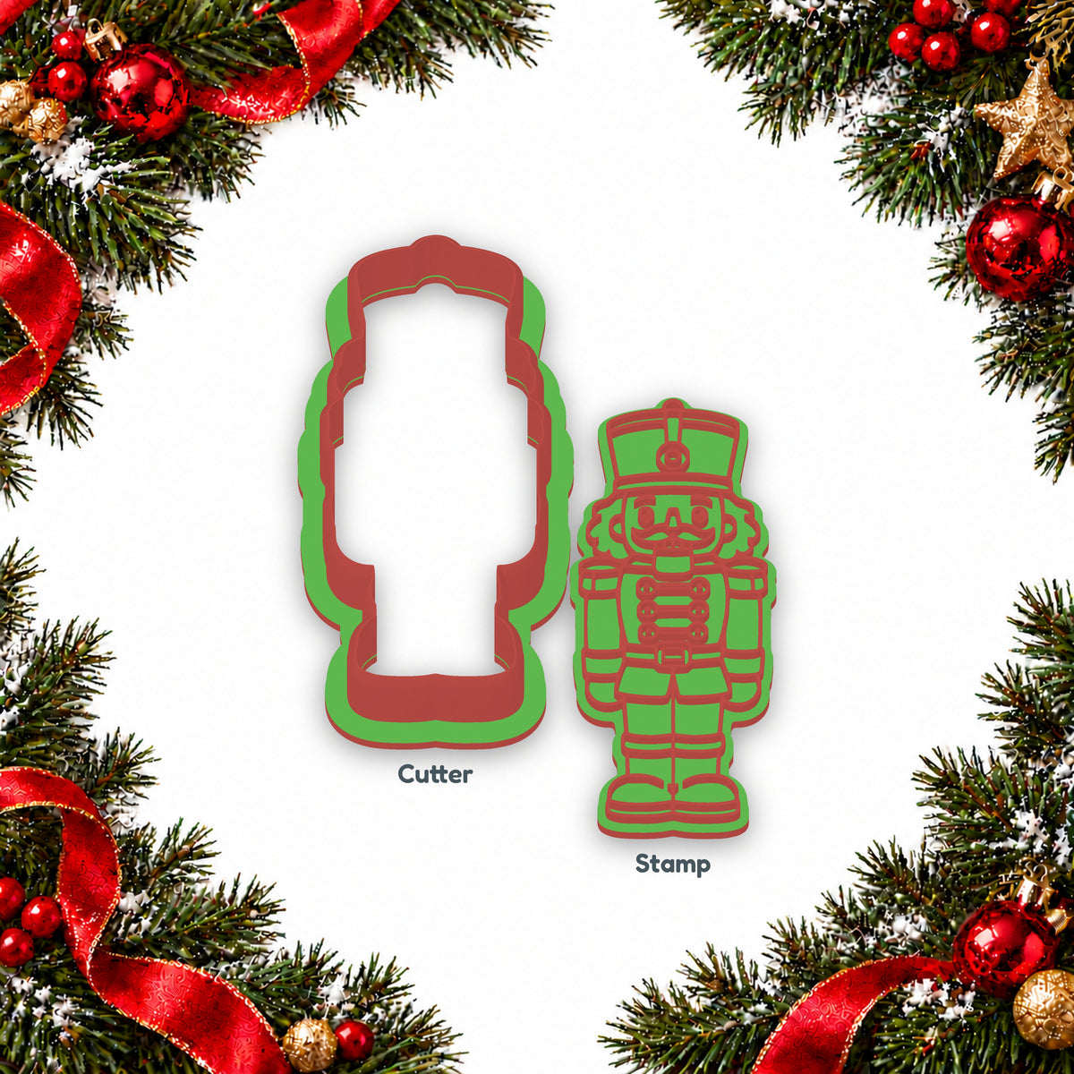 Nutcracker separate cookie cutter and matching embosser