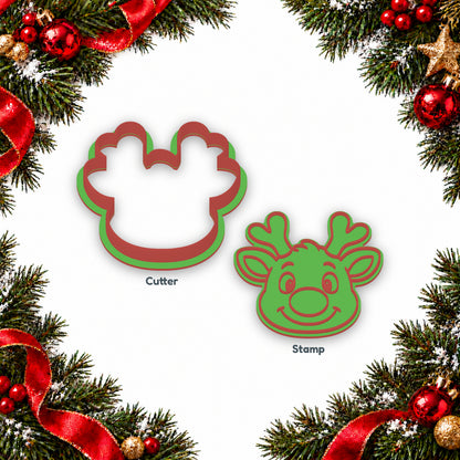 Reindeer Face separate cookie cutter and matching embosser
