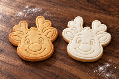 Reindeer Face plain and white fondant cookie examples