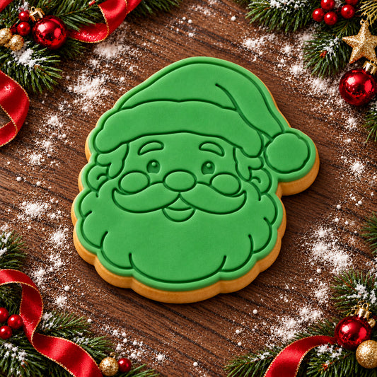 Santa Face decorated fondant cookie