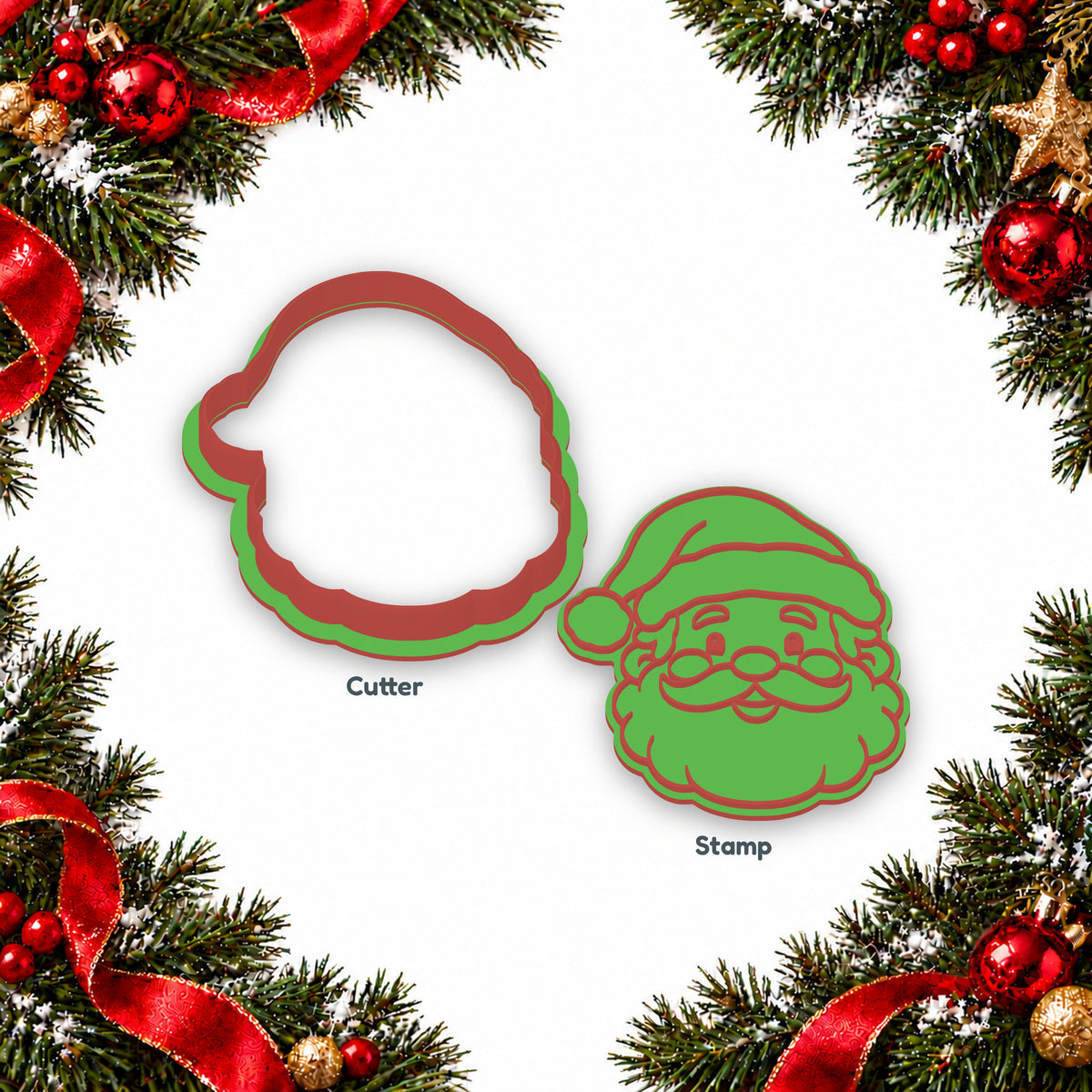 Santa Face separate cookie cutter and matching embosser