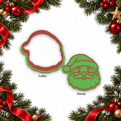 Santa Face separate cookie cutter and matching embosser