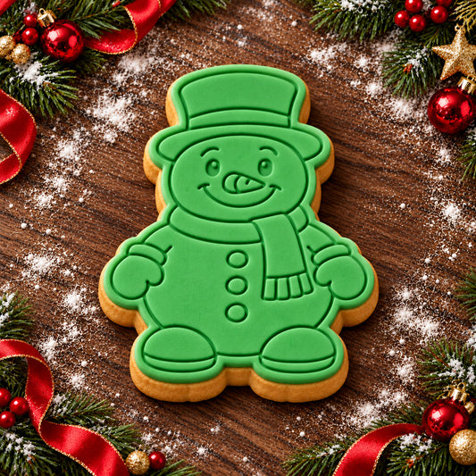 Snowman decorated fondant cookie